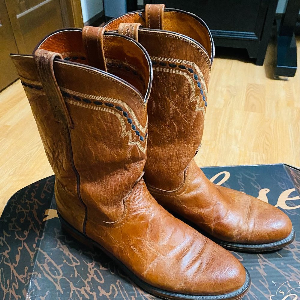 Lucchese Mens Shane Round Toe Boots Mid Calf - Brown, Size 10D